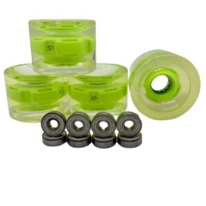 LED Longboard Wheels – Clear GREEN 70mm