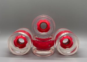 Light up your ride with our Clear RED LED Longboard Wheels