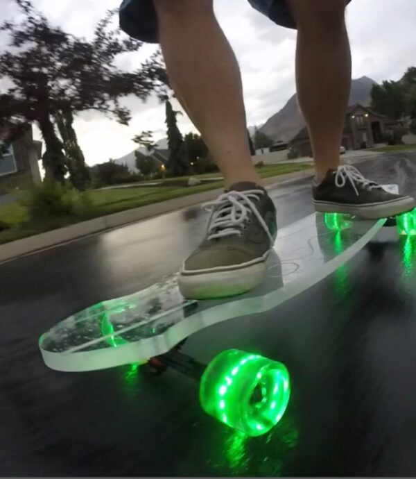 LED Longboard Wheels 70mm Clear Green