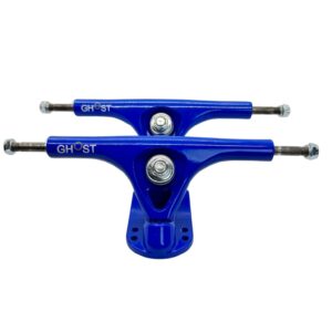 Longboard Trucks – Blue 180mm/50° (Set of 2) – Reverse Kingpin Upgrade your ride with our Blue 180mm/50° Reverse Kingpin Longboard Trucks—designed for smooth cruising, effortless carving, and ultimate control. Whether you're into longboard dancing, downhill riding, or casual cruising, these high-quality trucks provide the perfect balance of stability and responsiveness. Key Features: ✔ Reverse Kingpin Design – Ideal for longboards, offering better maneuverability and stability. ✔ 180mm Hanger Width – A versatile size that fits most longboards for a smooth and controlled ride. ✔ 50° Baseplate Angle – Provides optimal carving and turning capabilities for all riding styles. ✔ Durable Aluminum Construction – Lightweight yet strong for a long-lasting, reliable performance. ✔ Smooth & Controlled Turns – Perfect for beginners and experienced riders alike. ✔ Available in Multiple Colors – Customize your setup with a variety of vibrant options. Upgrade your longboard setup with these premium reverse kingpin trucks and experience next-level performance. Choose your favorite color and ride with confidence! 🛹 Shop now at GhostBoards.com and complete your perfect longboard setup!