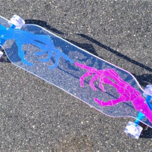 NEW – 40″ Platypus Skeleton Hand with Color-Changing Resin Longboard