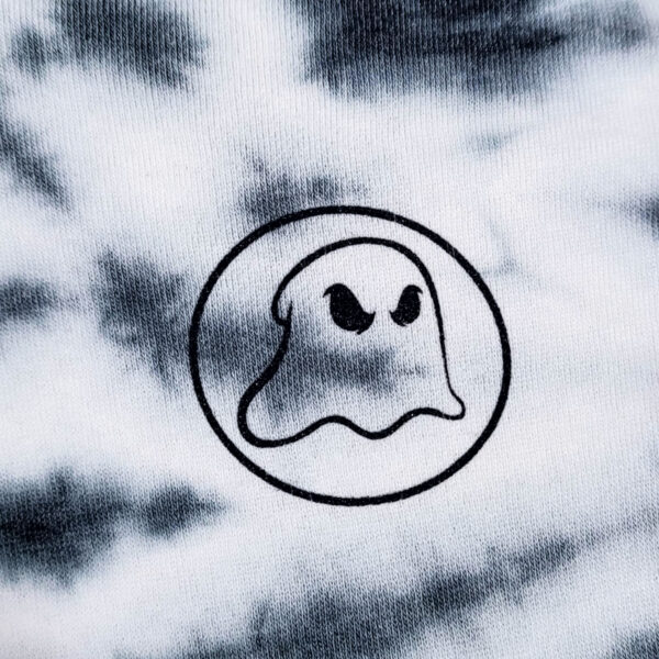 Black Ghost Boards Tie Dye Hoodie Sweatshirt Logo Closeup