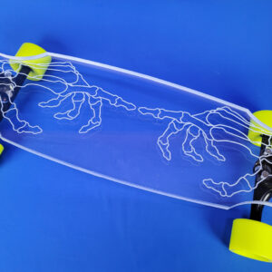 30″ Wheel Cut Skeleton Hand Longboard, Closeout