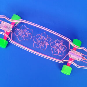 30″ Wheel Cut Hibiscus Longboard with Full LEDs, Closeout