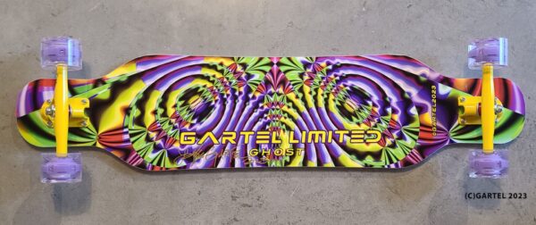 Unique 1/5 custom Gartel art skateboard.