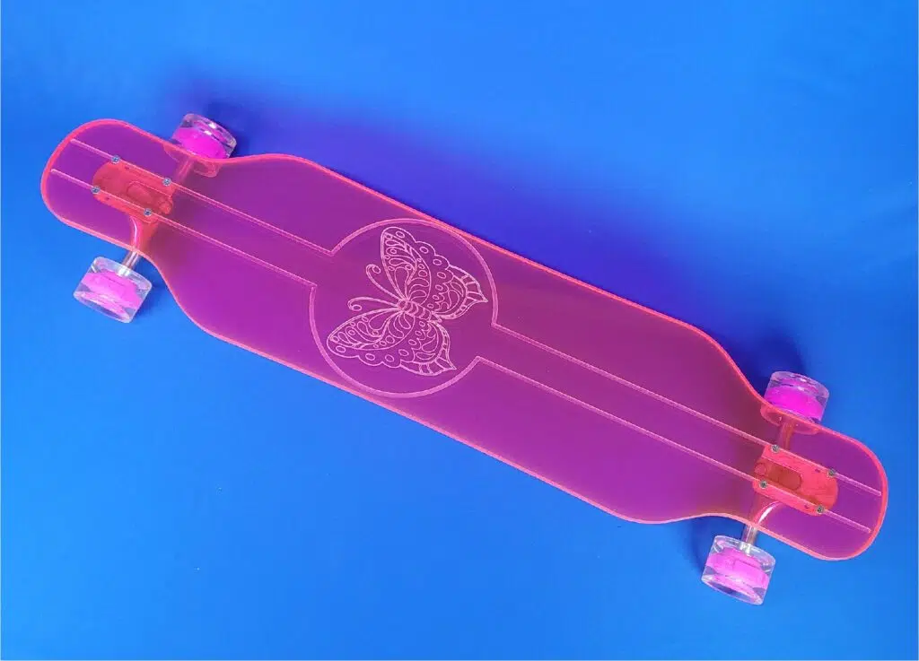 custom longboard skateboard clear acrylic art butterfly