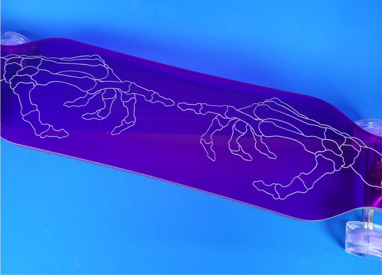 40" Platypus Skeleton Hand Longboard In Purple - Ghost Boards