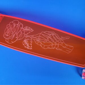 40″ Wheel Cut Skeleton Rose Longboard in Red