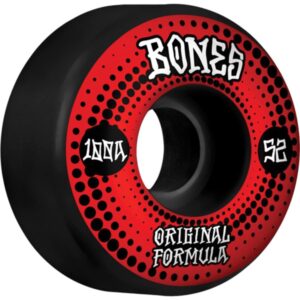 Bones Skateboard Wheels 100’s OG V4 Originals Black and Red Skateboard Wheels – 52mm 100a (Set of 4)