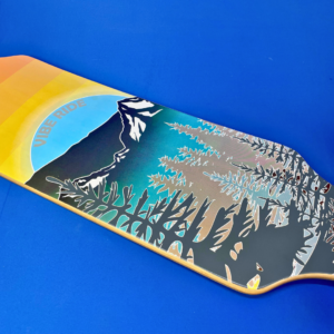 Vibe Ride Longboard – Forest Sunset | Lightly Scuffed with Castle Trucks & Vibe Ride Wheels (No Brake Kit)