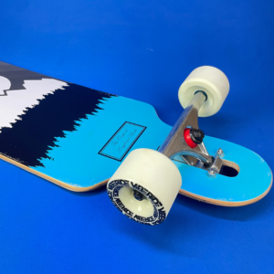 Vibe Ride Longboard – White/Blue Mountain | Lightly Scuffed with Castle Trucks & Vibe Ride Wheels (No Brake Kit)