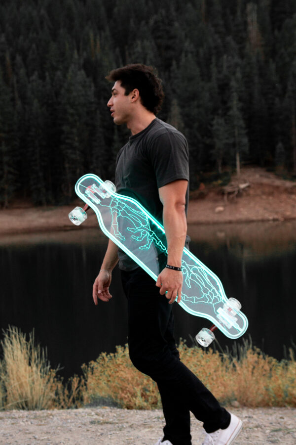 Electric LED Skeleton Hands Custom longboard