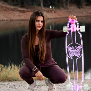 Electric LED Custom Longboard Butterfly Design