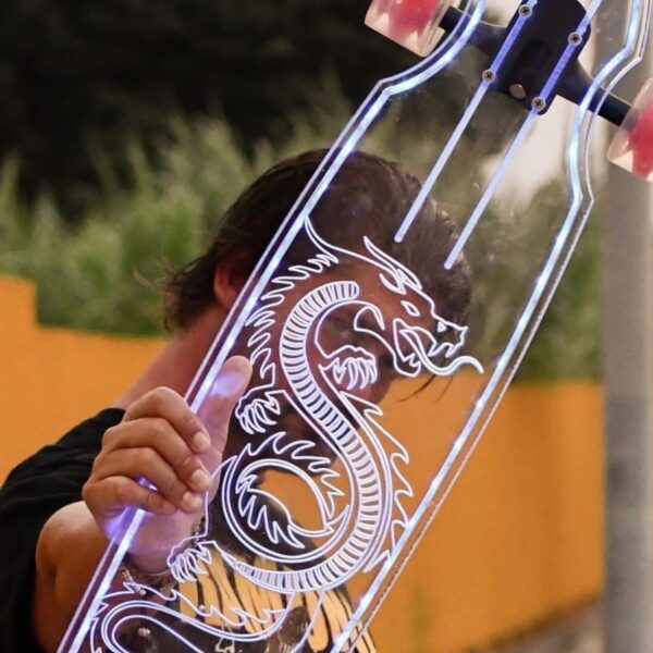 Electric LED Custom Longboard Dragon Design