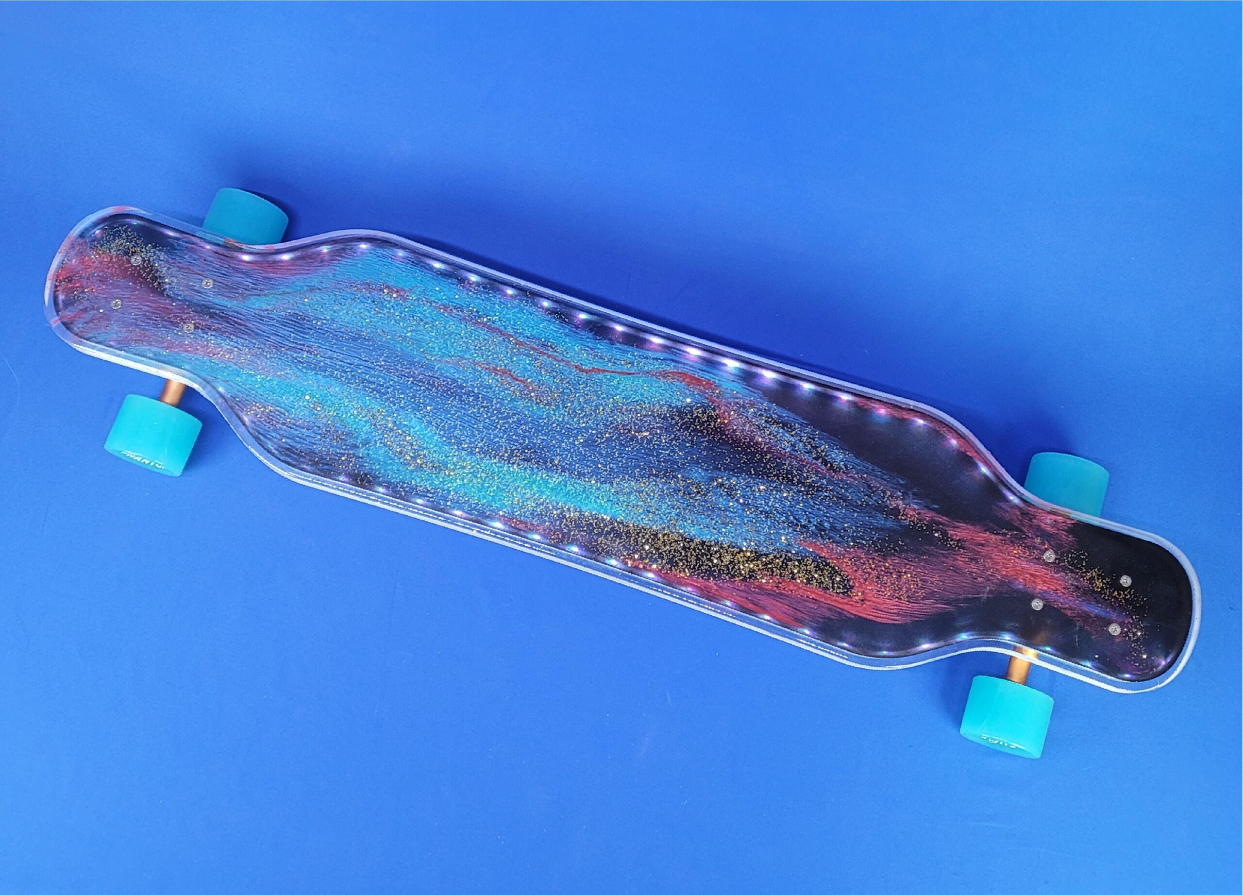 Deep Space Resin Longboard with full LEDs