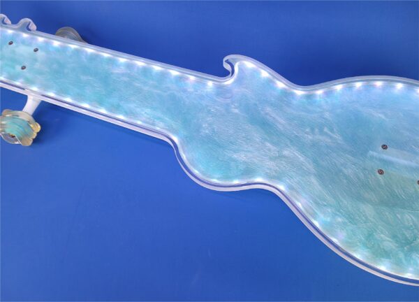 40" Guitar Blue Resin Longboard with full LEDs, Closeout - Image 2