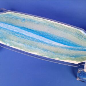 30″ Wheel Cut White and Blue Resin Board, Closeout