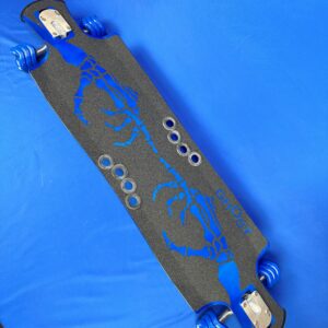 Custom Aluminum Longboard Skeleton Hands Blue