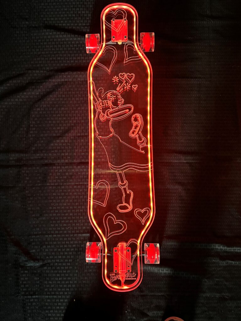 Custom LED Longboard Popeye x Everyone Skateboard x Ghost Collection Olive