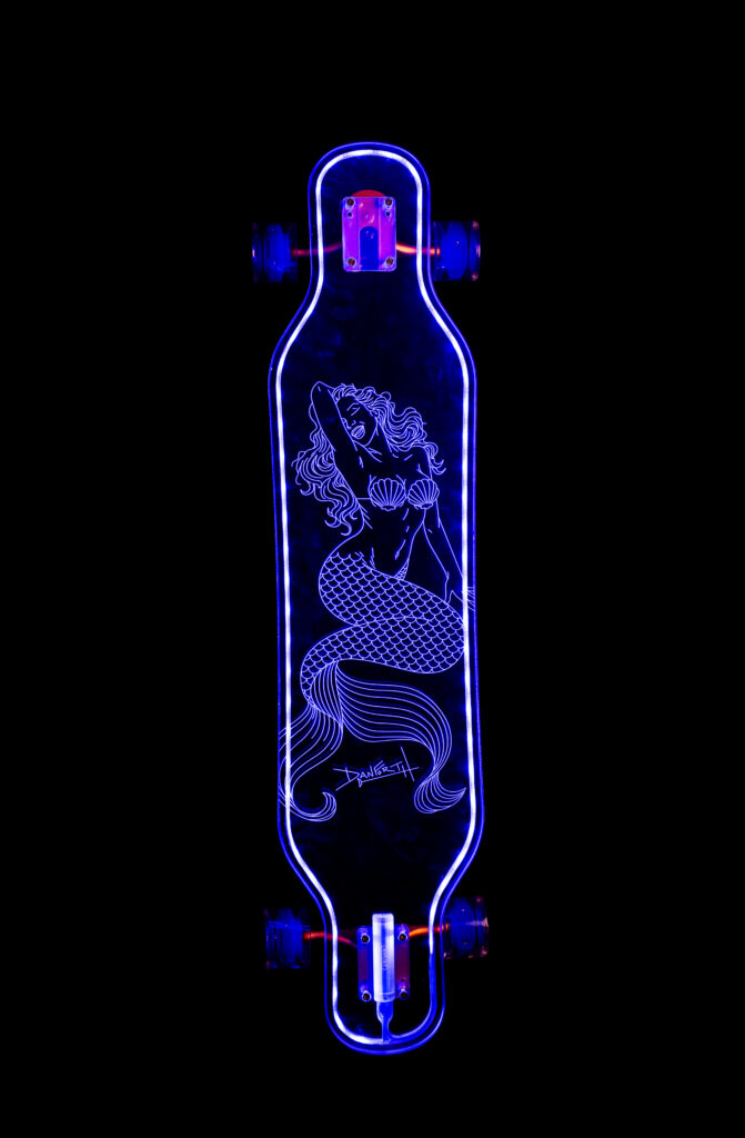 David Danforth LED Mermaid Longboard artist