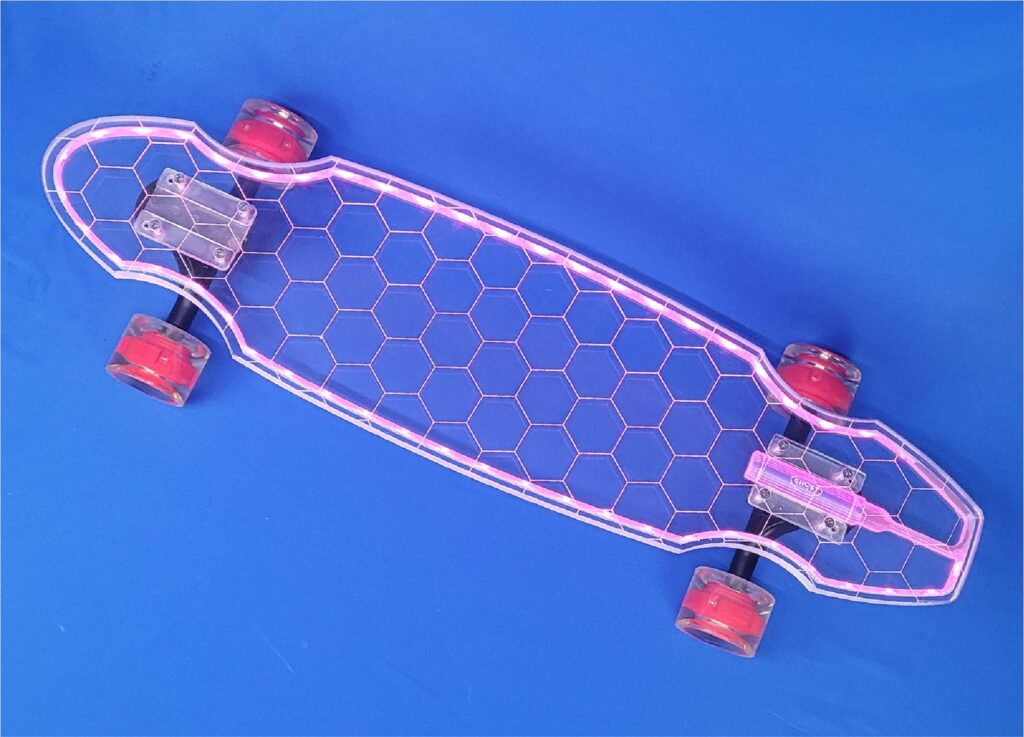 30" Wheel Cut Hexagon Longboard with Full LEDs, Closeout