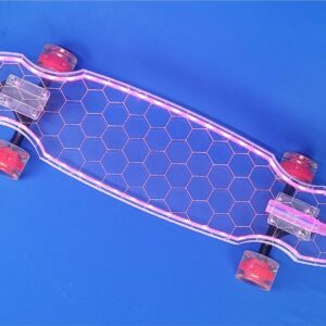 30″ Wheel Cut Hexagon Longboard with Full LEDs, Closeout