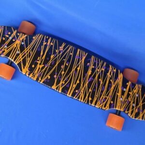 30″ Wheel Cut Black and Orange Resin Longboard, Closeout