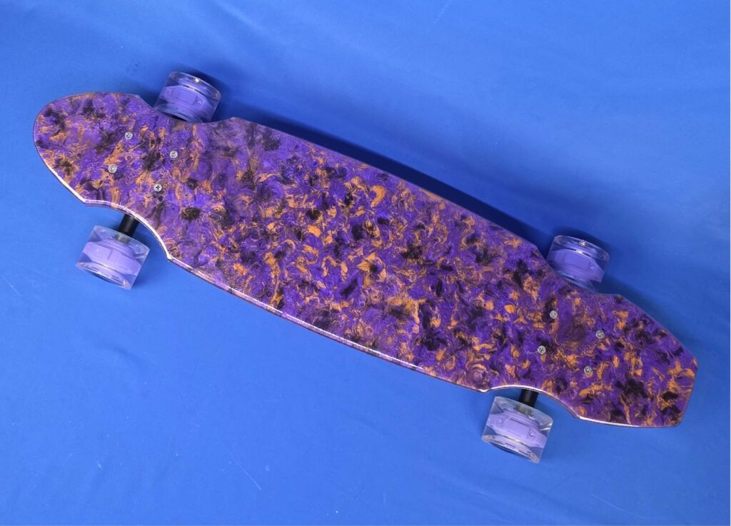 30" Wheel Cut Purple and Orange Resin Longboard, Closeout