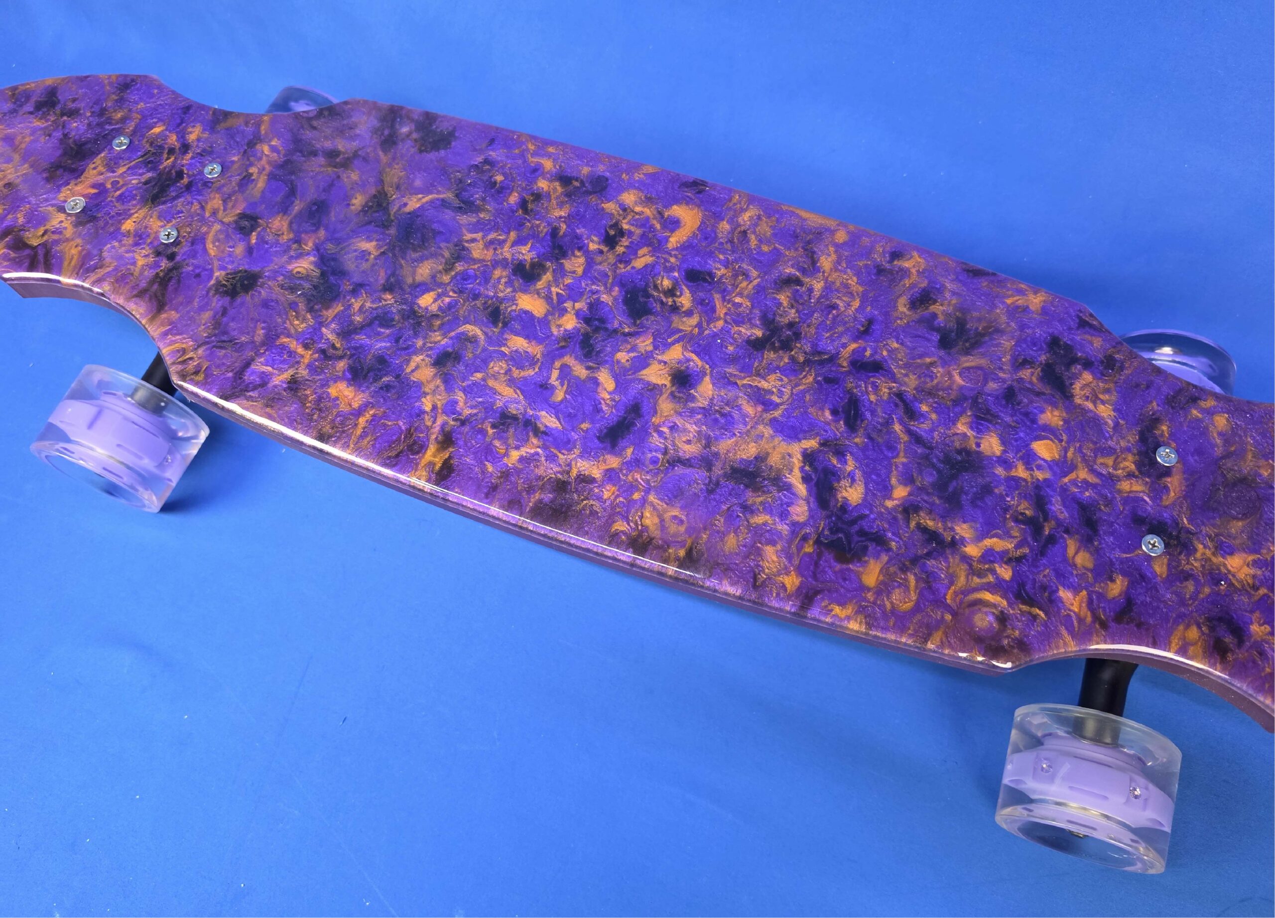 30" Wheel Cut Purple and Orange Resin Longboard, Closeout - Image 2