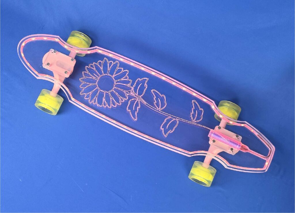 30" Wheel Cut Sunflower Longboard with Full LEDs, Closeout