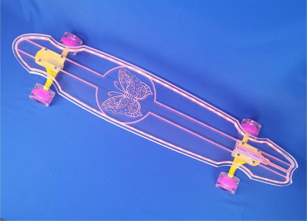 40" Wheel Cut Butterfly Longboard with Full LEDs, Closeout