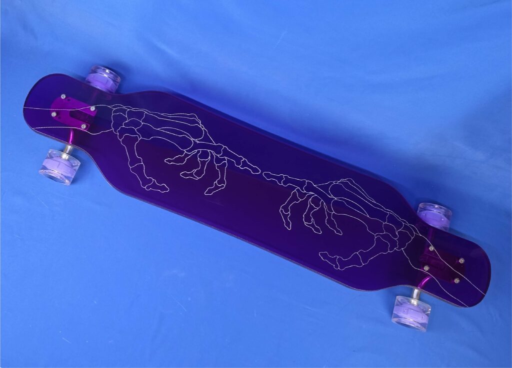 40" Platypus Purple Skeleton Hands Longboard, Closeout