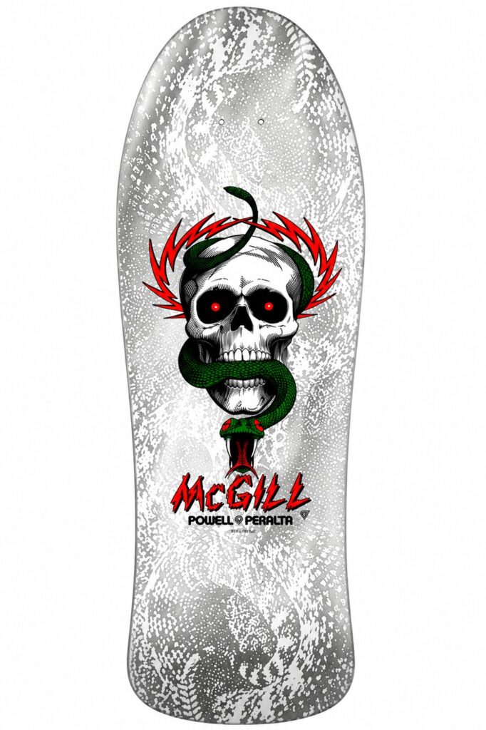 Powell Peralta Bones Brigade Mike McGill 17th Series Skateboard Deck with Skull and Snake Graphic