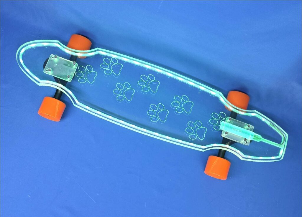 30" Wheel Cut Dog Paw Longboard with Full LEDs, Closeout