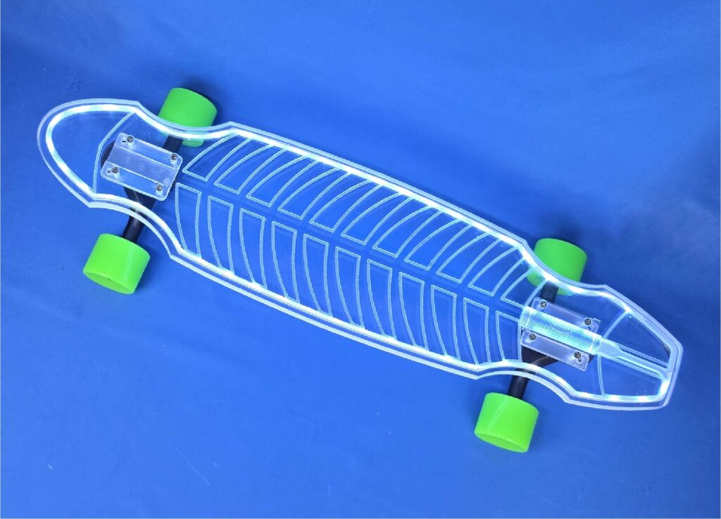 30" Wheel Cut Fishbone Longboard with Full LEDs, Closeout