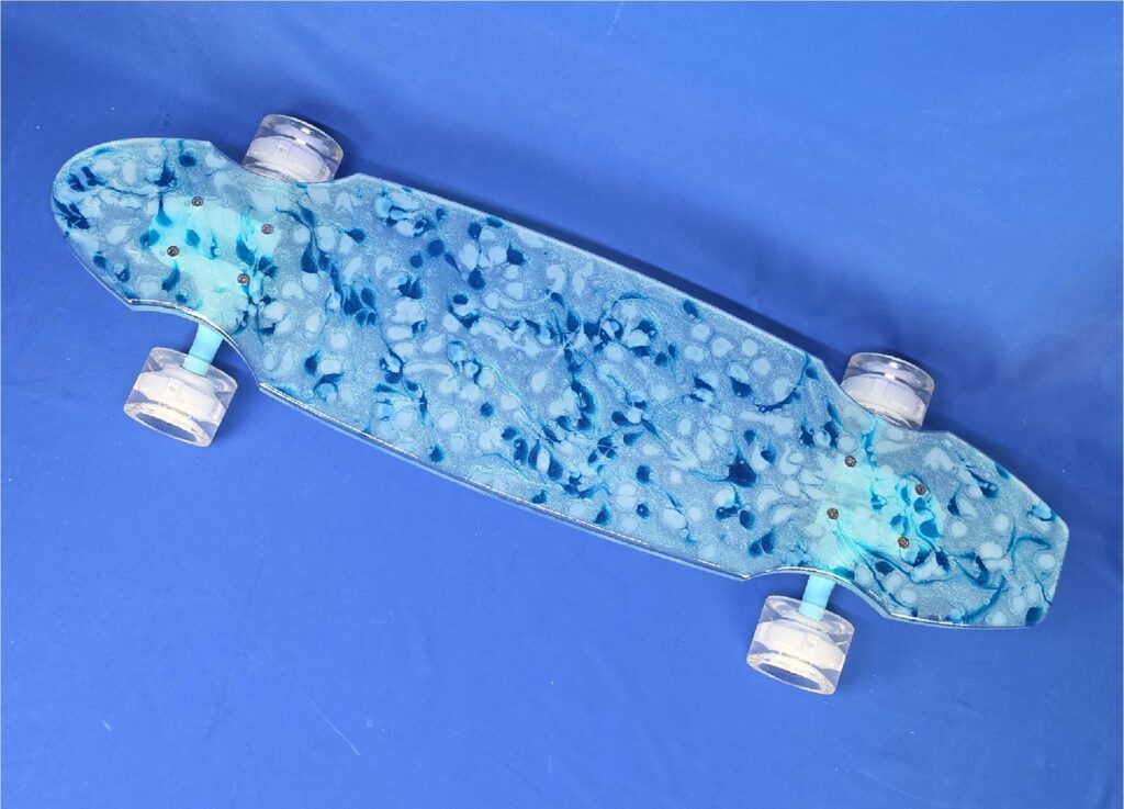 30" Wheel Cut Turquoise Resin Longboard, Closeout