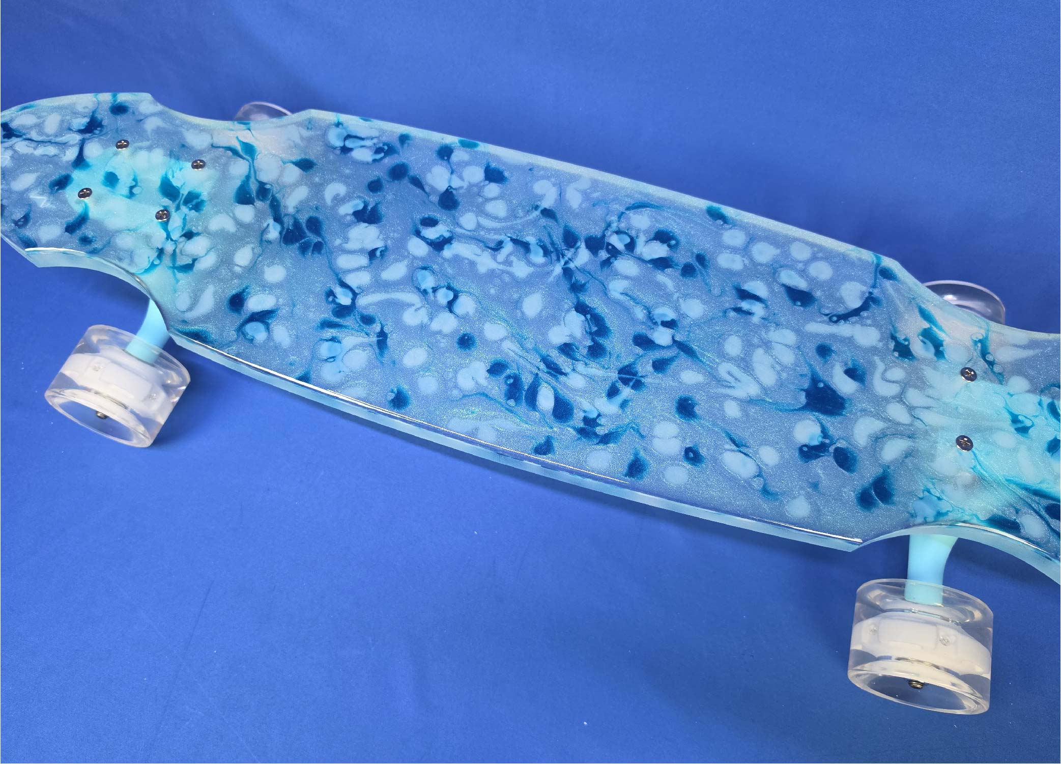 30" Wheel Cut Turquoise Resin Longboard, Closeout - Image 2