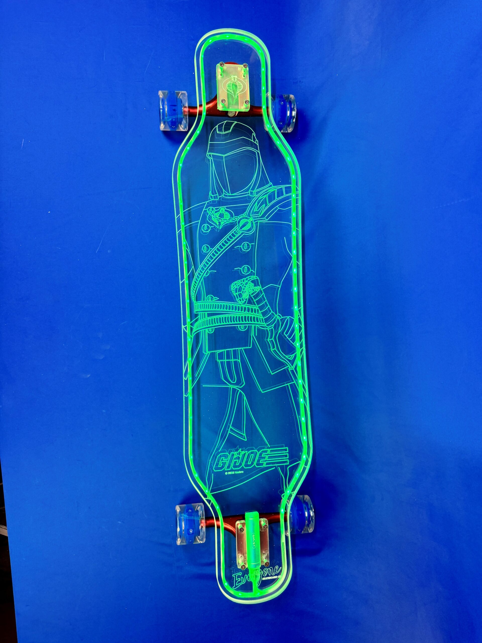Cobra Viper GI JOE LED clear acrylic longboard – Hasbro x Everyone Skate Limited Edition