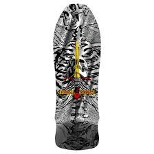Powell Peralta Geegah Skull and Sword Silver Foil 9.75 inch skateboard deck
