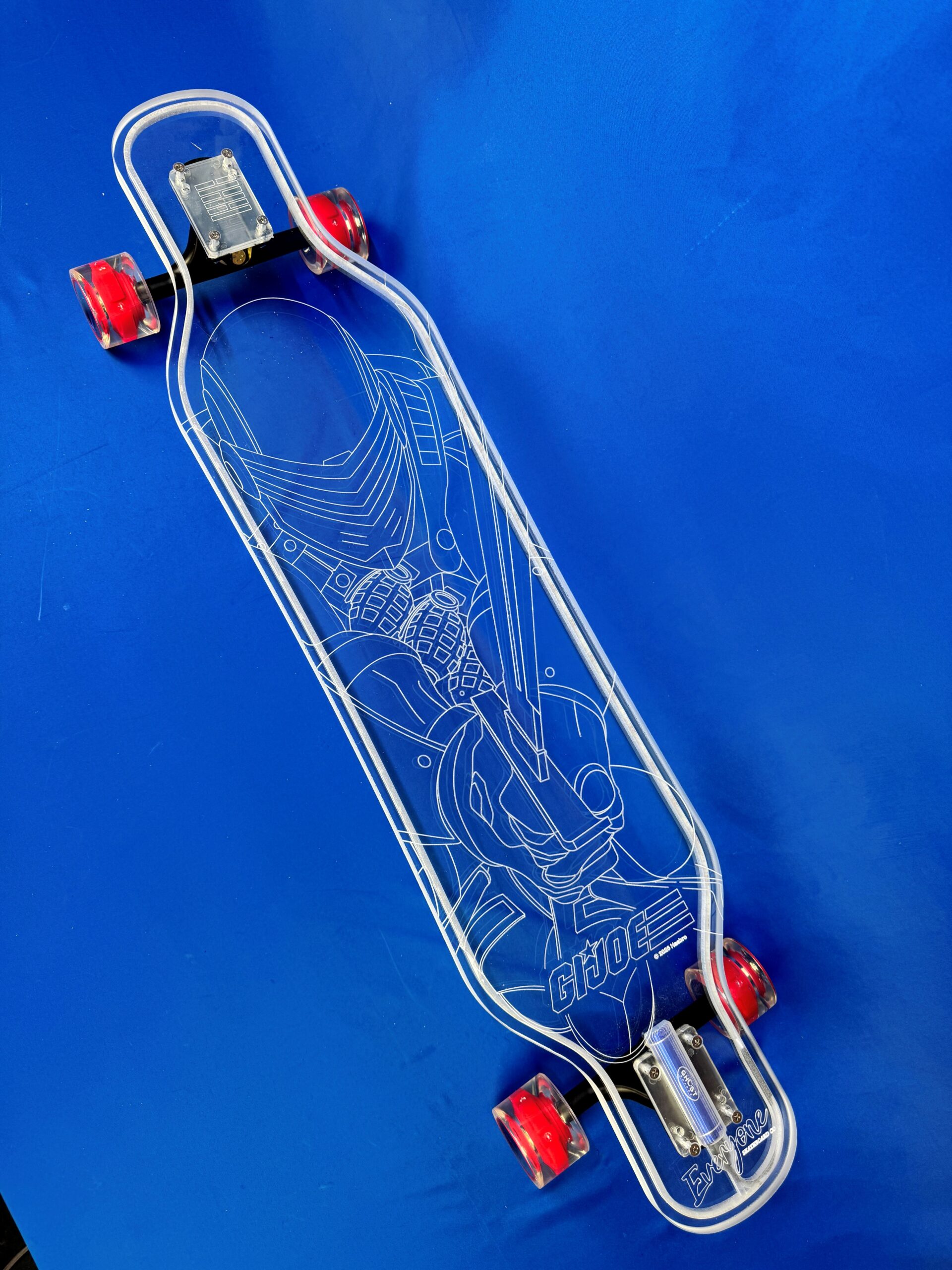 Snake Eyes GI JOE LED clear acrylic longboard – Hasbro x Everyone Skate Limited Edition