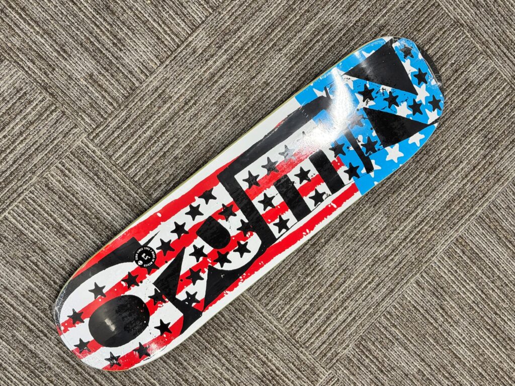 ZERO American Punk 8.5-inch skateboard deck with red white and blue graphic