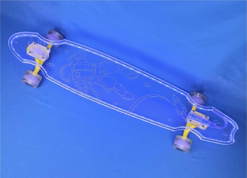 40" Wheel Cut Astronaut Longboard with Full LEDs, Closeout