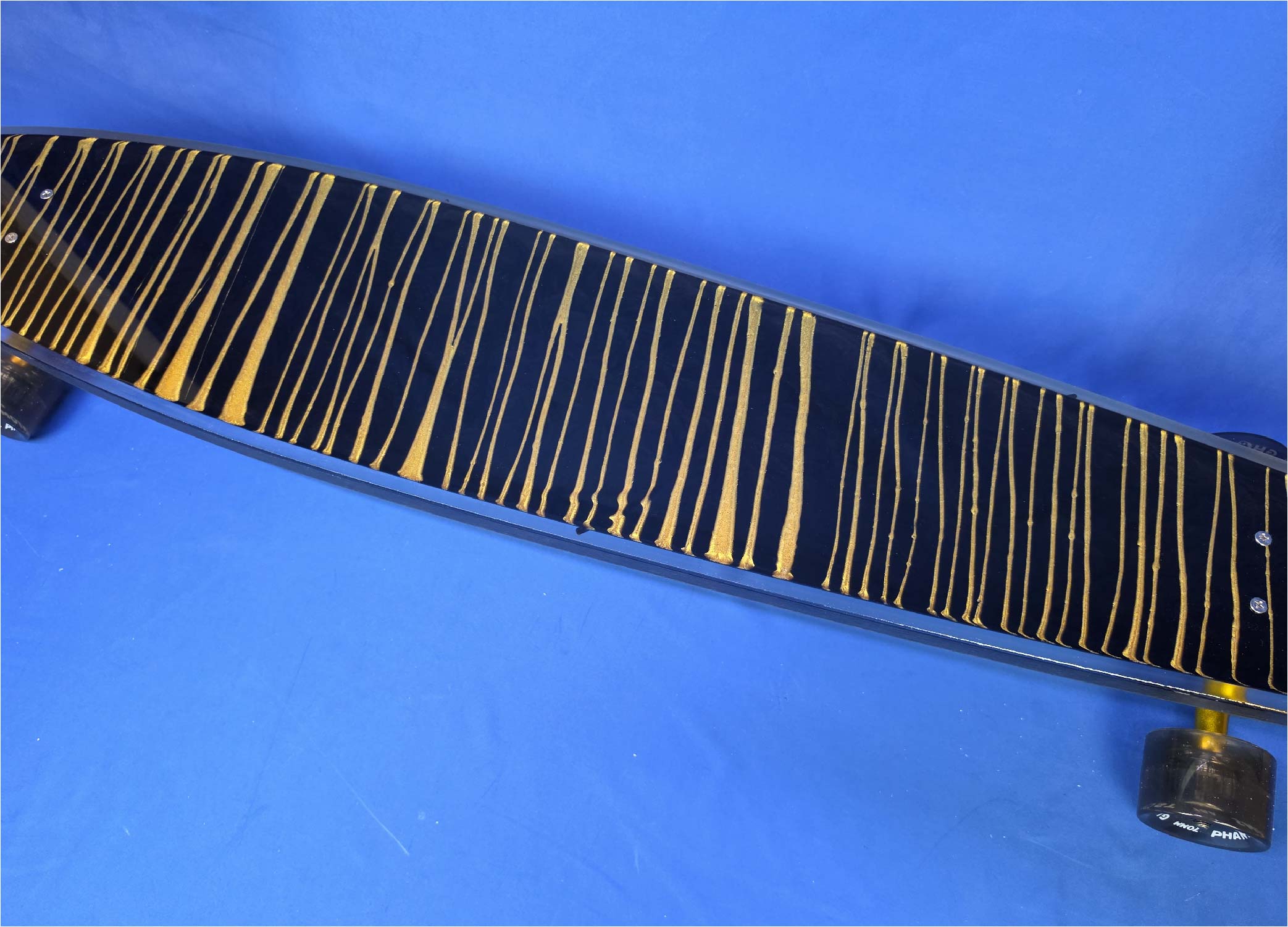48" Pintail Black and Gold Resin Longboard with 1" Deck, Closeout - Image 2