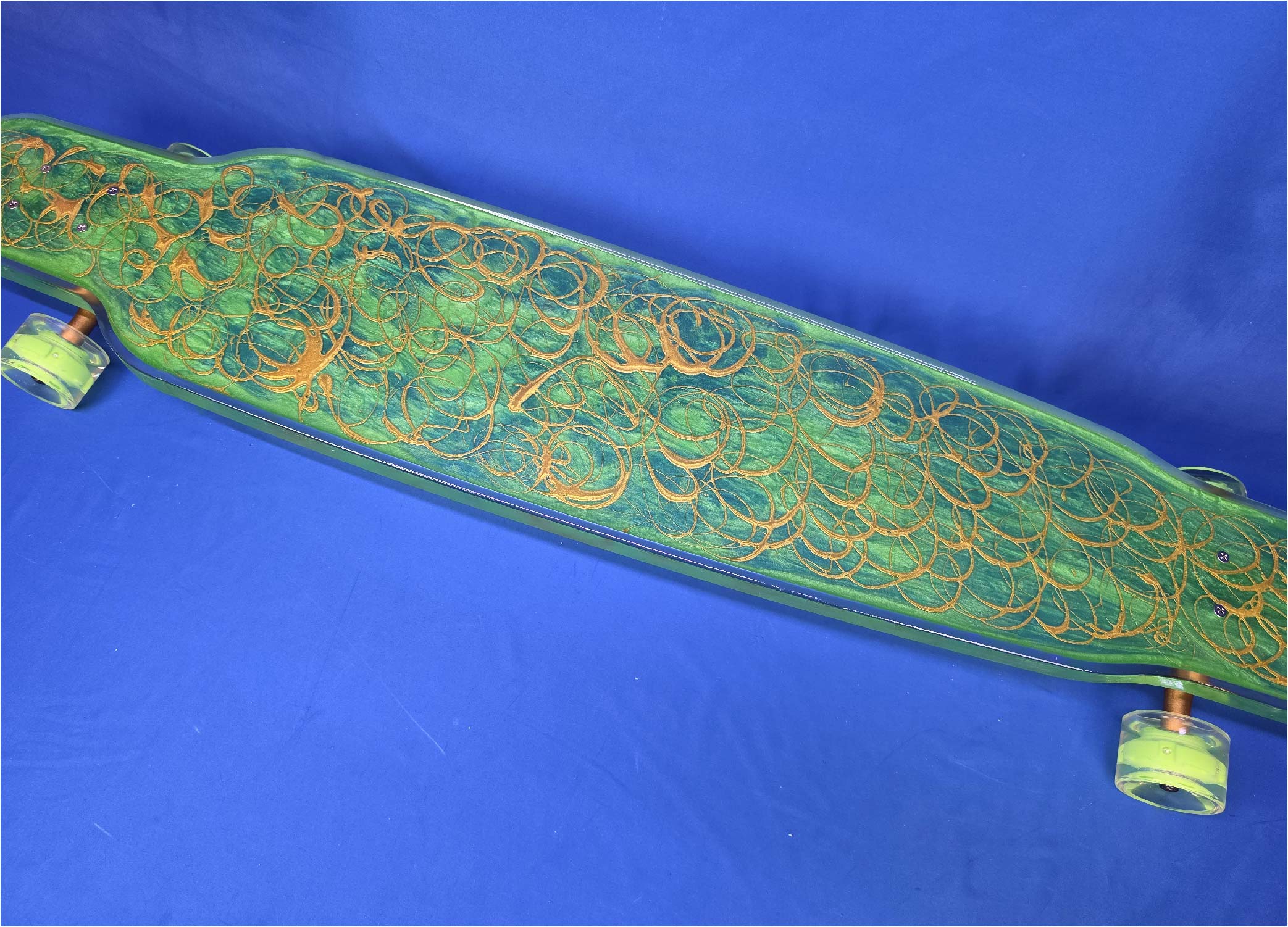 48" Platypus Dancer Green and Gold Resin Longboard with 1" Deck, Closeout - Image 2