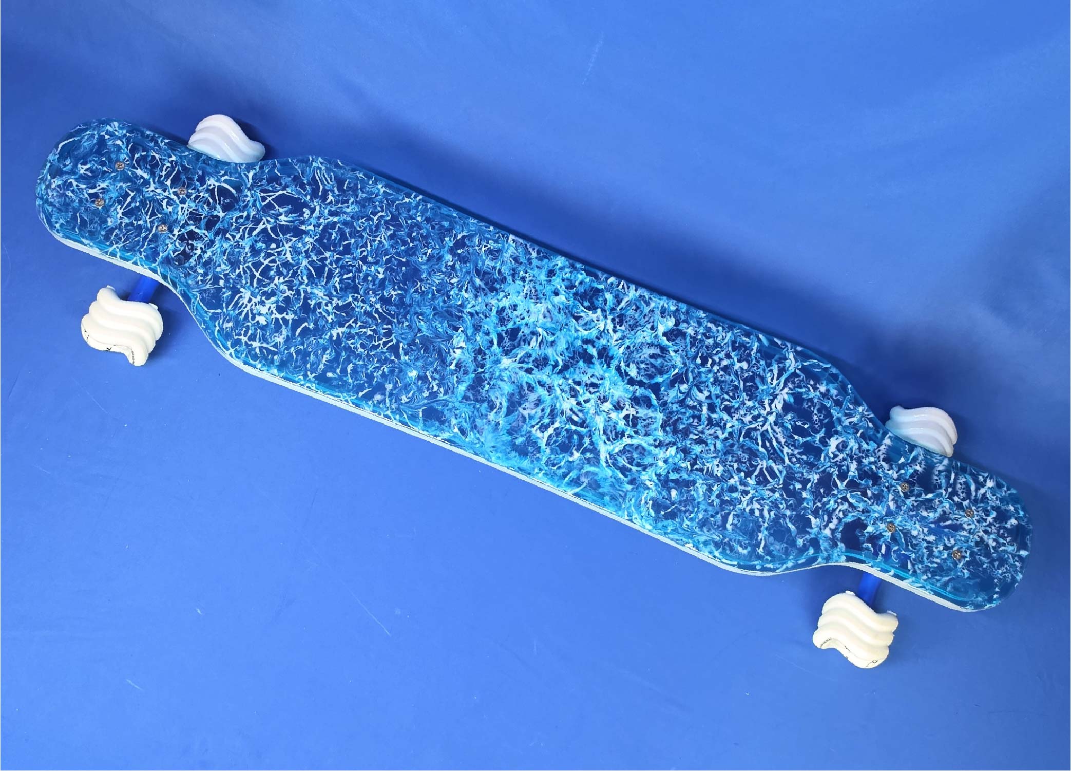 40" Platypus Blue and White Resin Longboard with Full LEDs, Closeout - Image 2