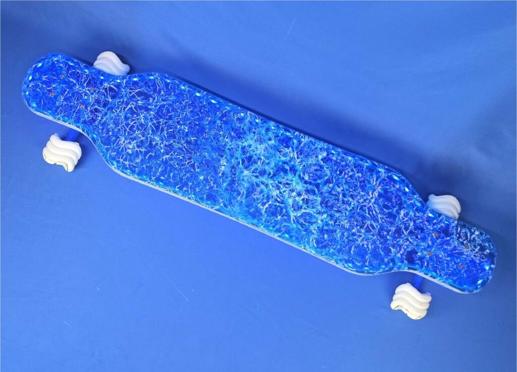 40" Platypus Blue and White Resin Longboard with Full LEDs, Closeout