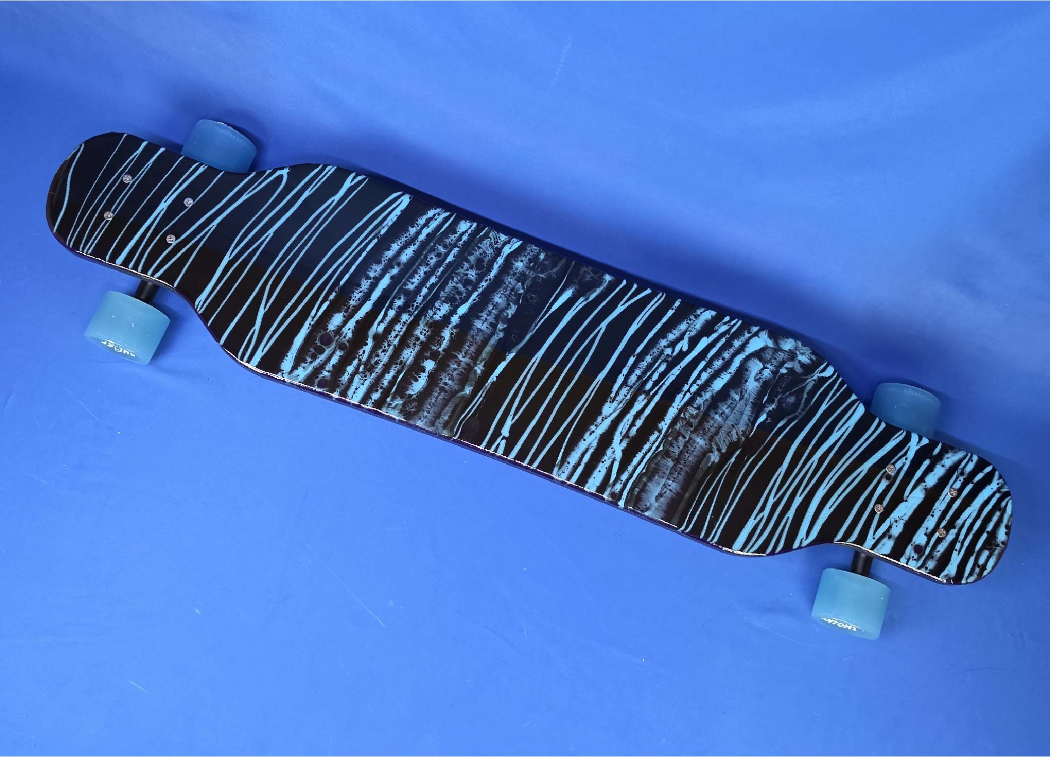 40" Platypus Blue and Black Resin Longboard, Closeout